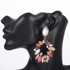 Fashion geometric multilayer alloy diamond earrings female retro long earrings