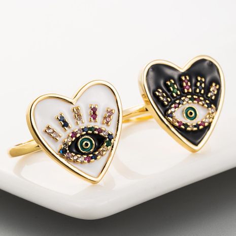 New Fashion Copper Micro Inlaid Colored Zircon Open Heart Ring's discount tags