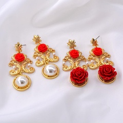 Vintage Pendant Baroque Long Court Pearl Flower Earrings Wholesale