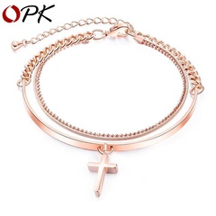 Korean Fashion Chain Cross Pendant Double Bracelet Tassel Bracelet Bangle