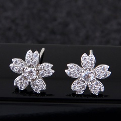 Korean Fashion Sweet Zirconium Simple Flower Stud Earrings whoesales yiwu