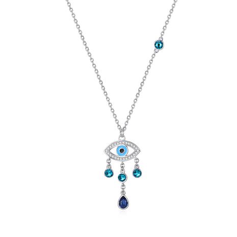 S925 Sterling Silver Trend Devil's Eye Drop Pendant Necklace NHKL203815's discount tags