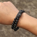 Fashion natural stone black frosted lava mixed crown long stretch bracelet setpicture7