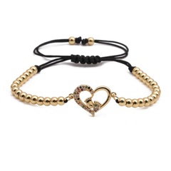 Fashion Micro Inlaid Zircon Heart Foot Bracelet Copper Bead Woven Beaded Bracelet