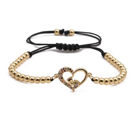 Fashion Micro Inlaid Zircon Heart Foot Bracelet Copper Bead Woven Beaded Bracelet's discount tags
