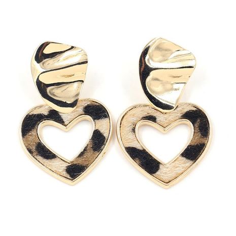 New love pendant horsehair leopard patch heart earrings Fashion earrings women's discount tags