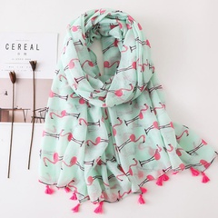 Flamingo cotton and linen scarf long section seaside travel fashion wild air-conditioned shawl