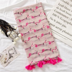 Pink Flamingo Thin Cotton Linen Scarf Traveling Sunscreen Beach Towel wholesales fashion