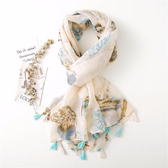 Summer new national style feather tassel scarf beach towel cotton and linen shawl scarf dual-purpose scarf