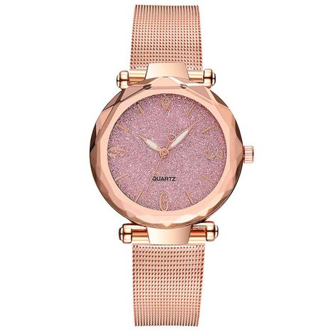 Espejo angular de moda reloj de moda para mujer relojes de mujer sin logo reloj de cuarzo rosa brillante's discount tags