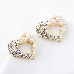 Korean fashion sweet flash diamond love pearl earrings wholesale