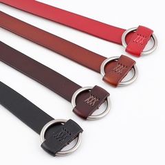 Needle-free punch-free leather ladies belt casual decorative belt fashion cow two-layer belt women