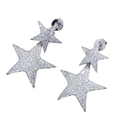 Fashion Copper Brilliant Lucky Star Zirconia Earring Earrings