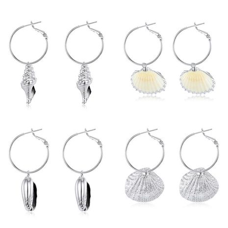 New fashion natural shell earrings silver shell earrings earrings wholesale's discount tags