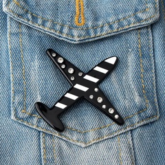 New acrylic airplane brooch stripe airplane badge brooch cartoon bag patch