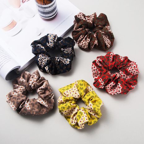 Spring new retro flower printing cloth hair ring cheap rubber band hair rope women NHLN204428's discount tags