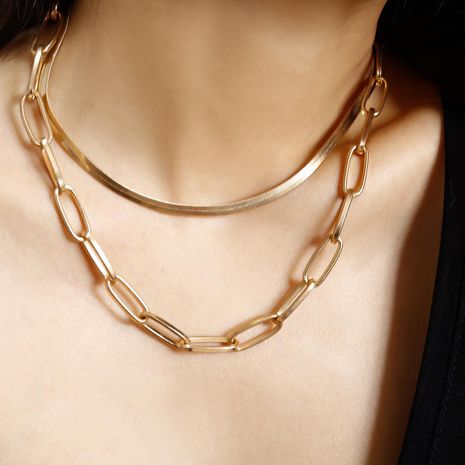 New fashion wild geometric short paragraph decoration female simple double snake bone cross chain necklace wholesale's discount tags