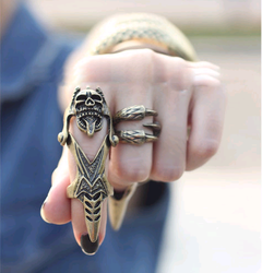 Korean fashion rock punk style personality skull joint ring