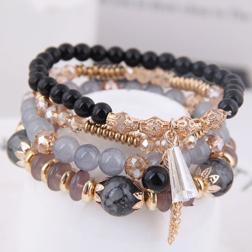 Korean fashion simple crystal bead multilayer female bracelet