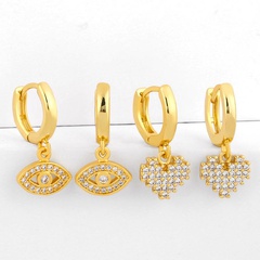 New Jewelry Diamond Love Heart Earrings Peach Heart Earrings