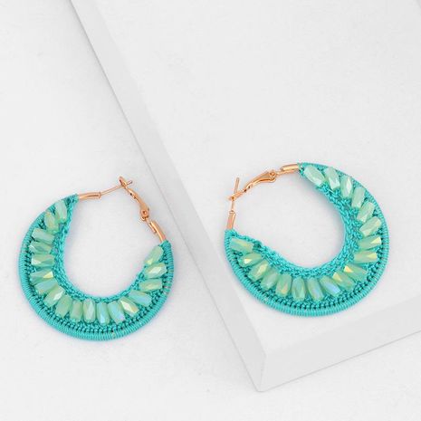 Bohemian ethnic style geometric crescent earrings earrings hand-woven beads exaggerated C-shaped earrings's discount tags