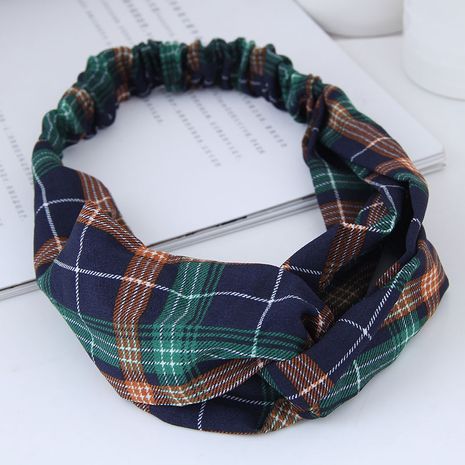 Fashion sweet wide-sided checkered pattern simple cross elastic wild wide-edge hair accessories cheap hair band wholesale's discount tags