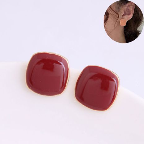 Yi wu jewelry wholesale Korean fashion sweet OL hit color square earrings's discount tags