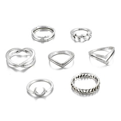 Ali Express Amazon Wish Europäische und amerikanische Damen Gelenk ring Silber Mond Blatt Ring 7-teilige Kombination