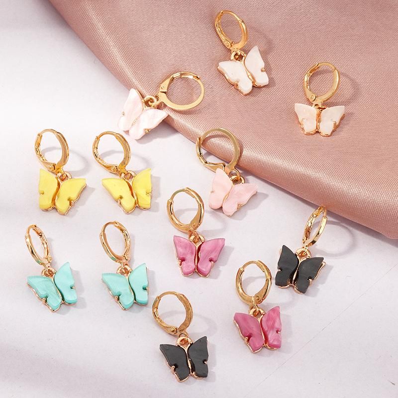 Jewelry fashion pop color acrylic butterfly earrings butterfly earrings women