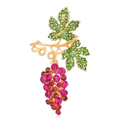 Korean girlish style pink grape brooch fashion drip oil diamond fruit corsage girl
