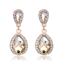 Korean jewelry new super flash rhinestone water drop long bridal earrings