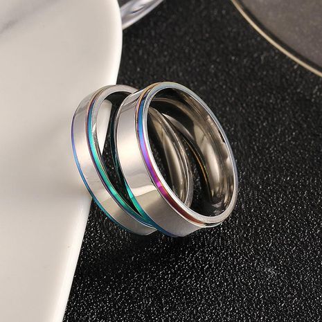 Style d'explosion simple couple anneau de bord coloré bague en acier titane bague de mariage NHIM199940's discount tags