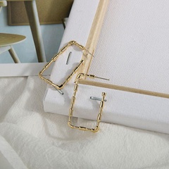 New jewelry popular earrings S925 silver pin C-shaped earrings bright gold bamboo simple fashion earrings
