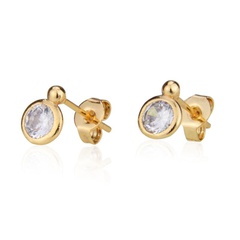 Small round earrings with zirconium and diamonds