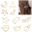 Wholesale New Fashion Simple Hollow Pentagram Star Moon Geometry Hair Clip Metal Cheap Side Clip Wholesalepicture8