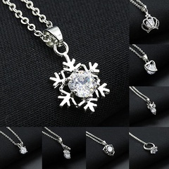 Korean new hot sale diamond snowflake snowflake love crown butterfly eagle necklace popular clavicle chain ladies