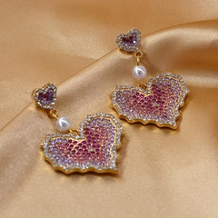 Color full diamond size love earrings earrings female earrings silver pin