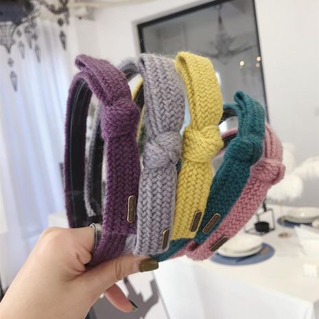 Korean Simple New Hair Accessories Knitted Knitting Bows Thin Edges Toothed Hoops Headbands's discount tags