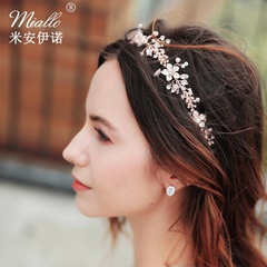 Simple Pearl Bridal Hair Band Rose Gold Jelly Rhinestone Alloy Headband Wedding Headwear Accessories