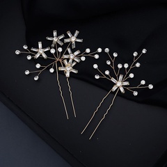 Simple Star Bun Set Geometric Glass Rhinestone Bridal Wedding Accessories