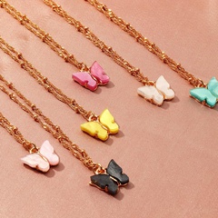 Fashion women's necklace wholesale colorful acrylic butterfly necklace sweet clavicle chain necklace