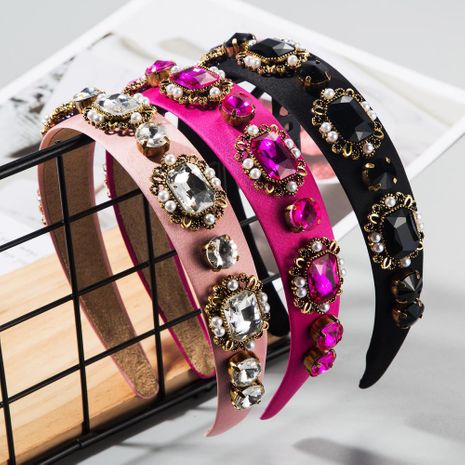 New retro baroque pearl hair hoop court style diamond headband female hair accessories's discount tags