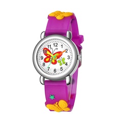 Reloj para niños lindo patrón de mariposa reloj de cuarzo color mariposa banda de plástico reloj de estudiante