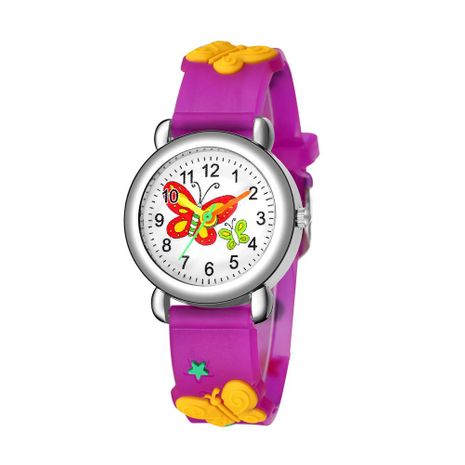 Children's watch cute butterfly pattern quartz watch color butterfly plastic band student watch's discount tags