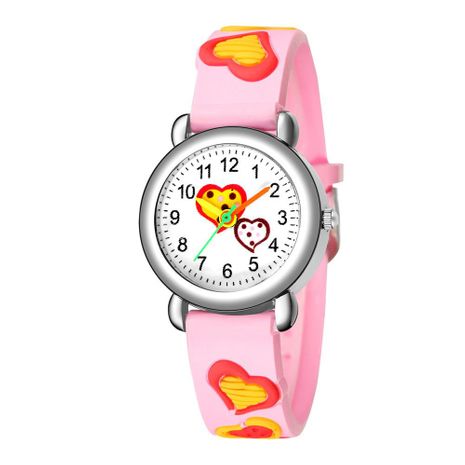 Children's cartoon watch embossed peach heart plastic band student watch wholesale's discount tags