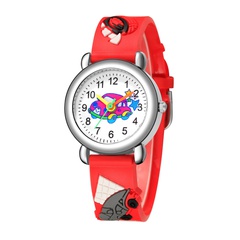 New children's watch cute colored car pattern quartz watch colored plastic band watch