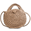 New Straw Bag Small Round Bag Summer Beach Woven Shoulder Handbag Simple Messenger Bagpicture32