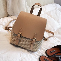 Straw backpack summer new women's bag leisure college style small backpack Korean retro vacation beach bag