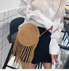 Art Fan Baumwoll faden gewebte Damen tasche 2019 neue trend ige Stroh gewebte Tasche Strand Quaste Mini kleine Tasche ein Stück