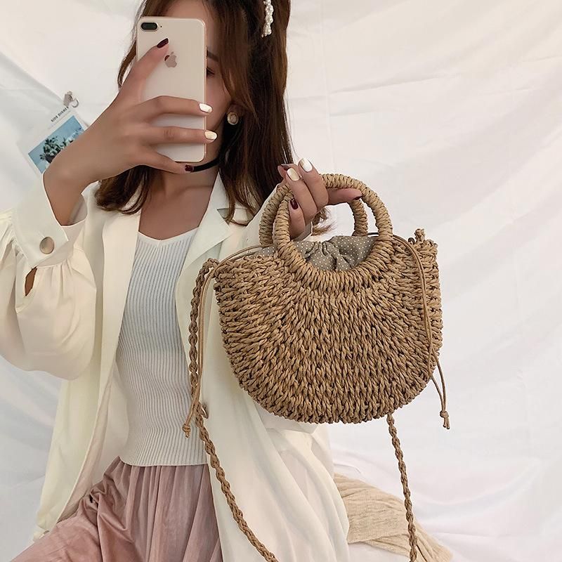 Messenger bag woven handbag summer new wild oneshoulder beach bag handmade straw bag